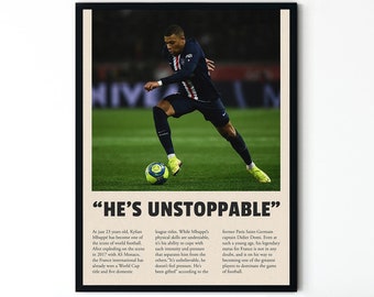 Kylian Mbappe inspiriertes Poster, DIGITALER DOWNLOAD, druckbare Kunst, digitale Kunst, Fußball Poster, Sportkunst für Wohnzimmer, Spielzimmer, Büro