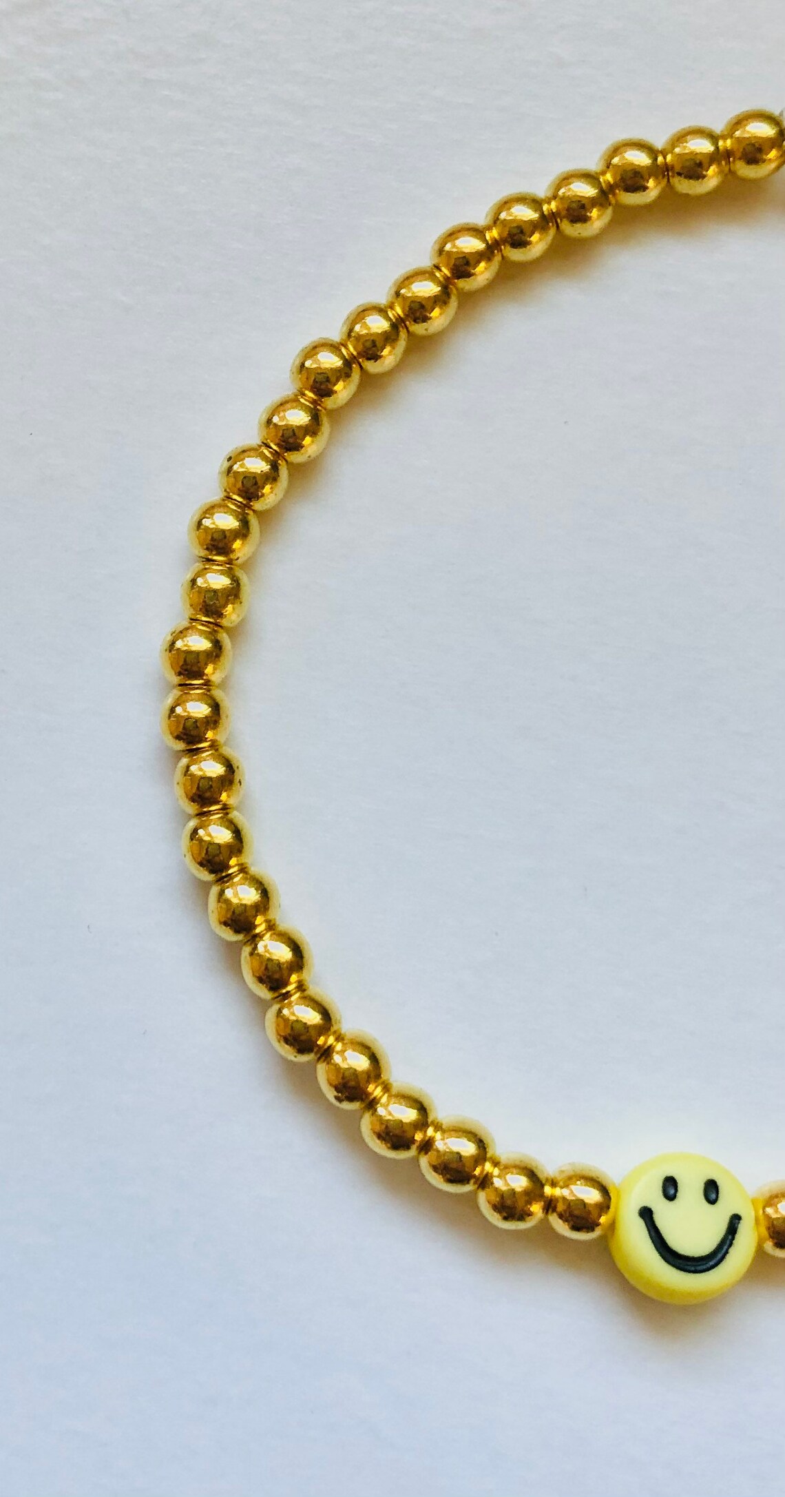 Gold beaded smiley bracelet Etsy