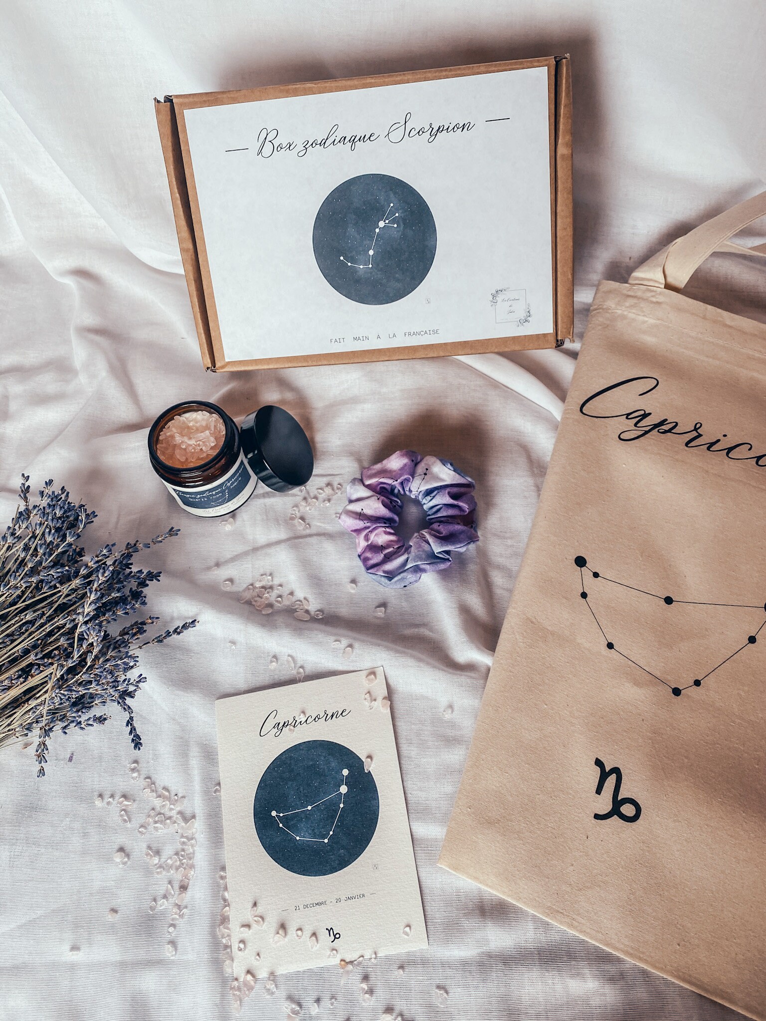 Box Zodiaque Scorpion, Bougie Pierres Naturelles Agate, Chouchou Constellation, Sac Shopping, Lithot