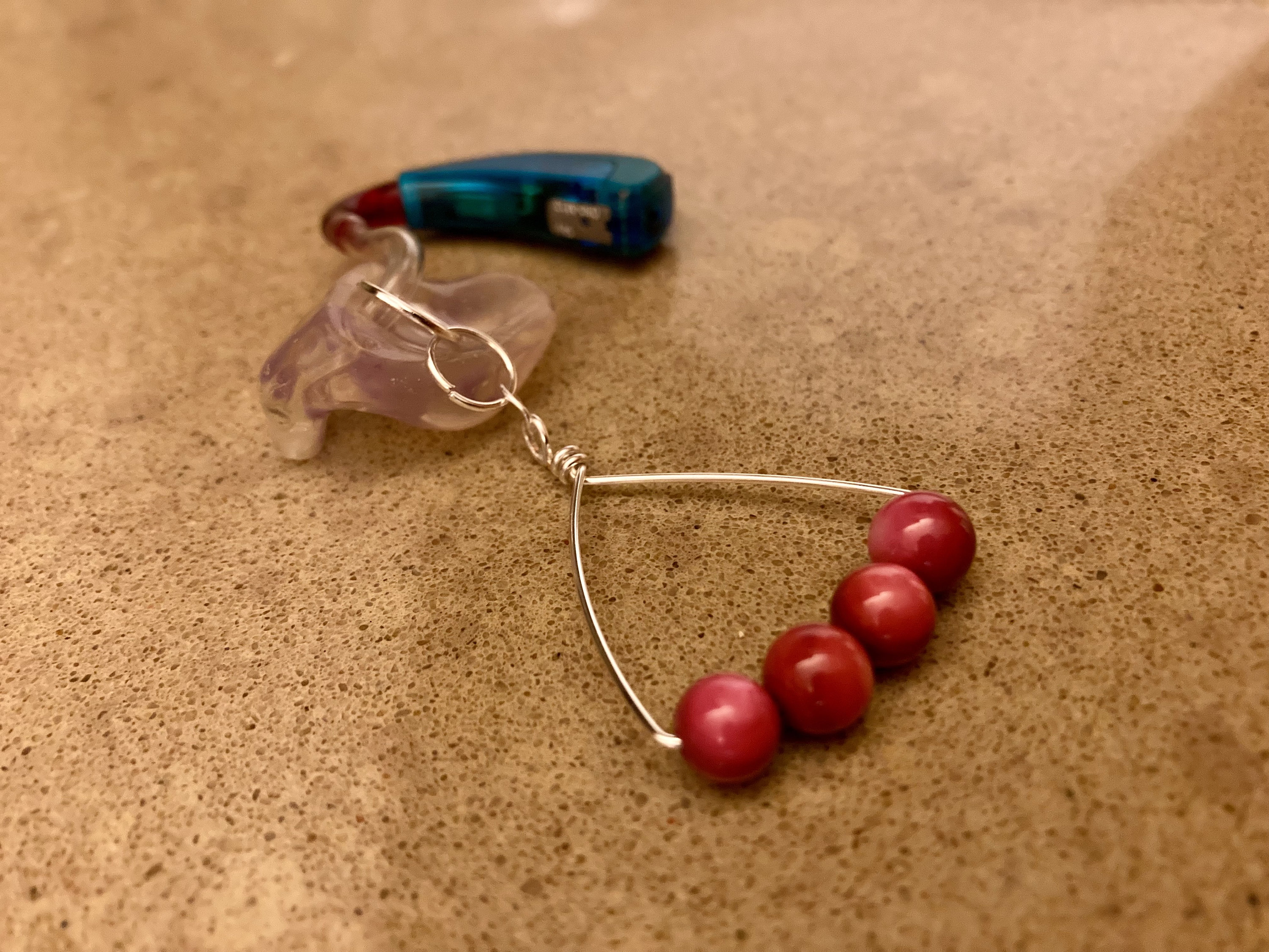 Pink Triangle Hearing Aid Earrings