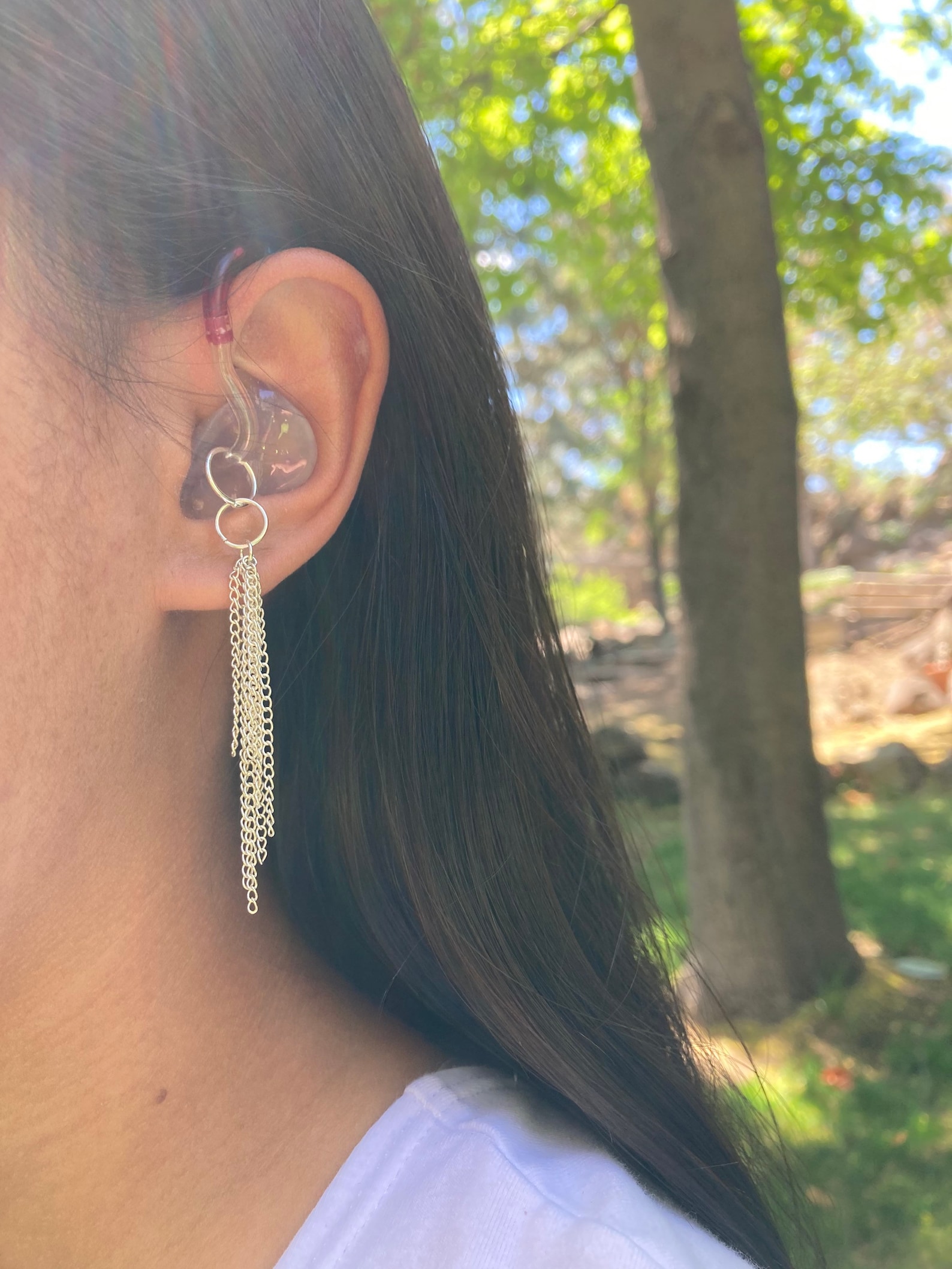 Chain Dangle Hearing Aid Earrings Etsy