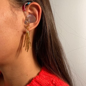 Gold Tassle Hearing Aid Earrings