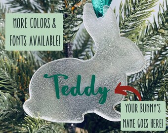 Personalized Bunny Ornament (Up Eared SITTING Bunny)