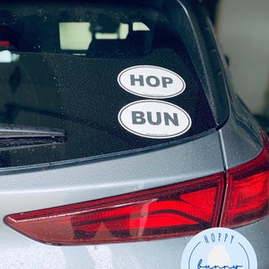 TWO Oval Bunny Bumper Stickers (Waterproof/Weatherproof)