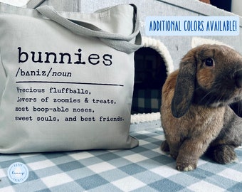 Bunnies Definition Tote Bag, Bunnies Bag, Bunnies Reusable Tote Bag, Bunnies Reusable Grocery Bag (sticker and bookmark included)