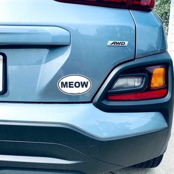 TWO Oval Cat Car Magnets (Waterproof/Weatherproof)