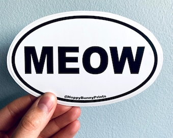 TWO Oval Cat Bumper Stickers (Waterproof/Weatherproof)