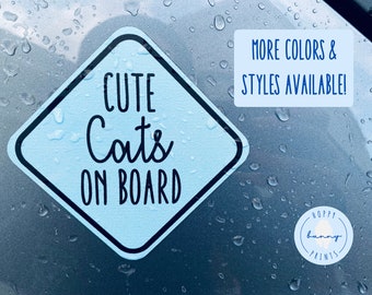 TWO Cute Cat/Cats on Board Car Magnets (Waterproof/Weatherproof)