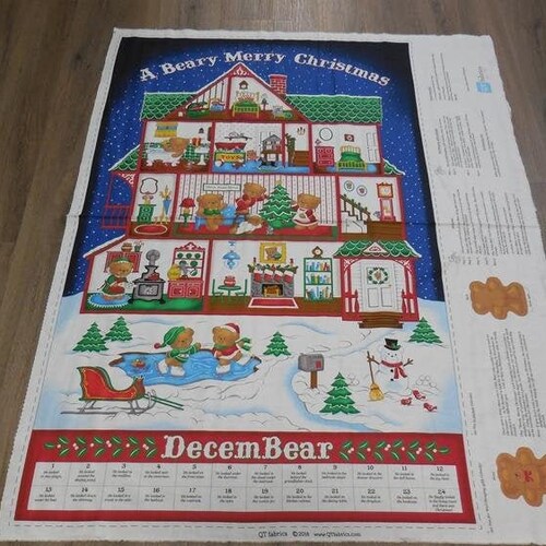 Beary Merry Christmas Advent Calendar Fabric Panel 36in Etsy