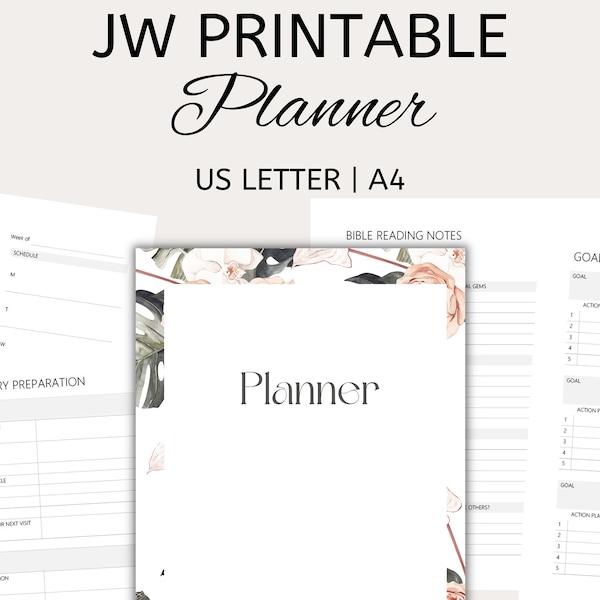 JW Printable Ultimate Planner | Field Service | Ministry Organizer | Digital Download | Bible Reading Study Guide ｜ Ministry Supplies