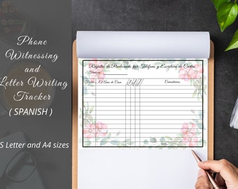 Telephone Witnessing and Letter Writing Tracker / JW Ministry supplies / JW service supplies / Predicando por Teléfono y Escritura de Cartas
