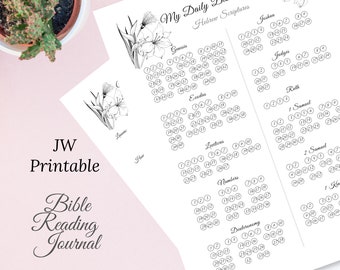 Jw Printable Bible Reading Journal |  Tracker | Personal Study Notebook | Digital Printable Bible Study Journal | Study Worksheet