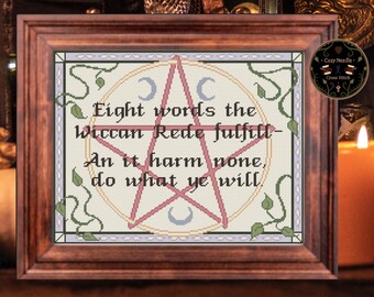 The Wiccan Rede - pagan witchcraft creed PDF downloadable cross stitch pattern
