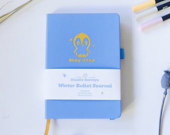 Bullet Journal Bleu - Notebook A5 160 g/m2 - Pingouin (Hiver)