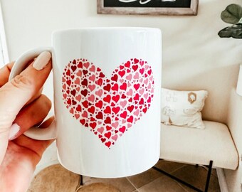 Red Heart Ceramic Coffee Mug – Valentine's Day Gift, 11oz