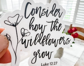 Wildflower Scripture Vinyl Decal – Christian Laptop Sticker