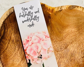 Beautiful Scripture Bookmark, You are Fearfully and Wonderfully Made, Flower Bookmark, Bible Verse Bookmark, Beautiful Faith Gift