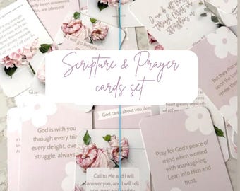 Christian Scripture Prayer Cards for Women | Encouragement Bible Verse Daily Devotional (12 Cards)