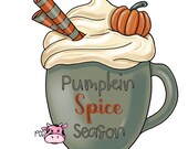 TEMPLATE Pumpkin Spice Season Mug Door Hanger Template-Digital Door Hanger Template