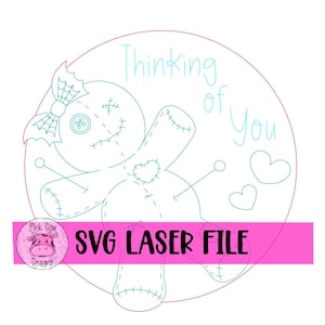 LASER READY File: SVG Halloween Voodoo Doll Thinking of You Digital Download Instant Download