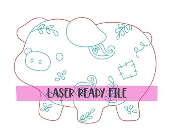 LASER READY File: Country Pig-SVG-Door Hanger File-Digital Download