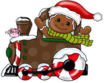 Door Hanger TEMPLATE: Gingerbread Man Train Conductor Door Hanger Template | Christmas | Digital Door Hanger Template Printable Pattern