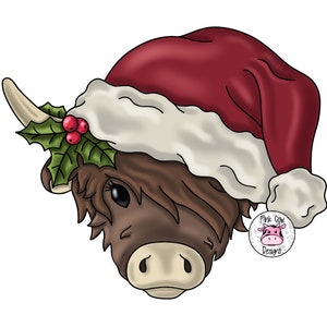Door Hanger TEMPLATE: Christmas Highland Cow | Scottish Highland | Santa | Door Hanger Template | Digital Download Printable Pattern