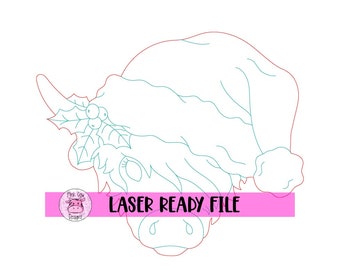LASER READY File: Highland Cow-Christmas Highland-Digital Download-SVG File