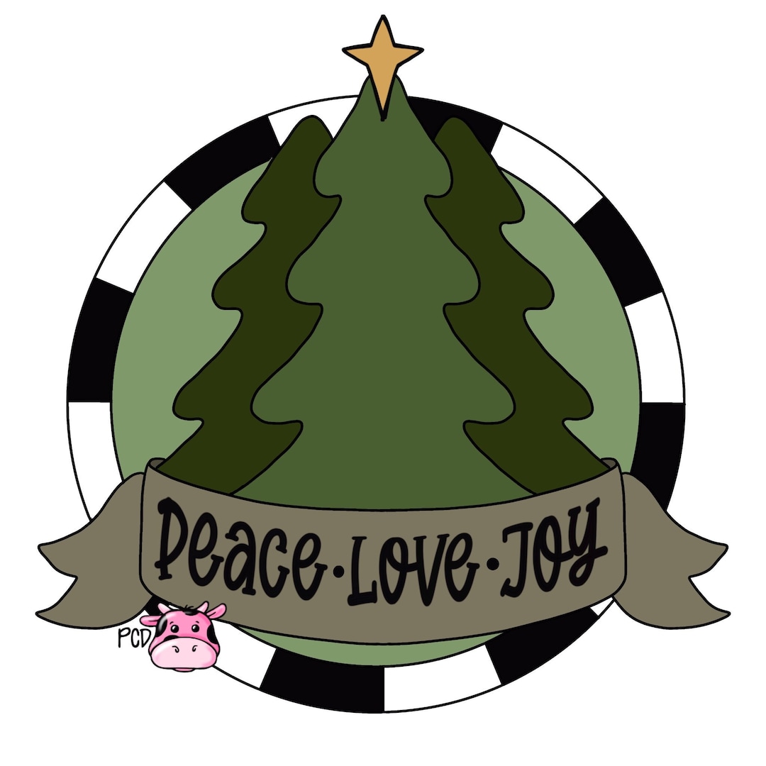 Door Hanger TEMPLATE Peace Love Joy Christmas Tree Door Etsy