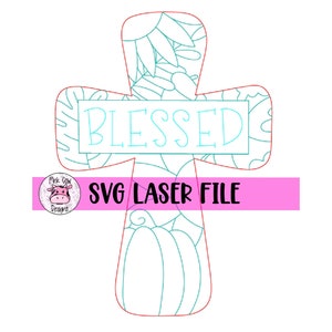 LASER READY ファイル: SVG Fall-Blessed Cross-Digital ダウンロード