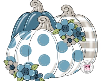 TEMPLATE: Pumpkins and Flowers-Fall Door Hanger Template-Digital Download