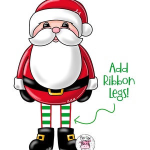 Door Hanger TEMPLATE: Christmas-Santa-Ribbon Leg Santa-Door Hanger Digital Download-Printable Pattern