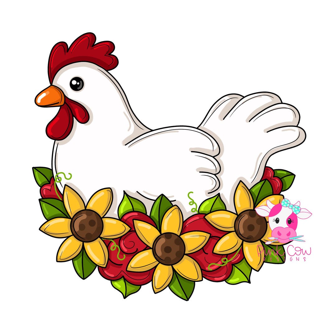 TEMPLATE: Country Chicken With Flowers-door Hanger Template-digital ...