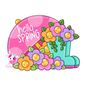 TEMPLATE: Spring-Umbrella and Rainboots-Door Hanger Template-Digital Download-DIY-Printable