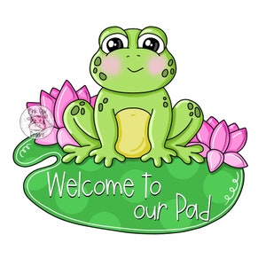 MODELO: Sapo em Lily Pad-Bem-vindo ao nosso modelo Pad-Frog-Door Hanger-Digital Download-DIY-Printable