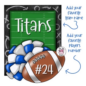 Door Hanger TEMPLATE: Football Door Hanger Template Digital Instant Download Pom Pom Cheer Printable Pattern