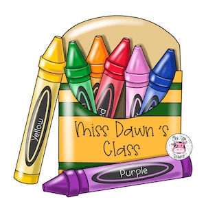 TEMPLATE: Crayons-School-Teacher Name-Colors-Door Hanger-Digital Download-Printable