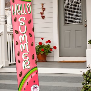 TEMPLATE: Hello Summer-Watermelon-Porch Leaner Template-Digital Download