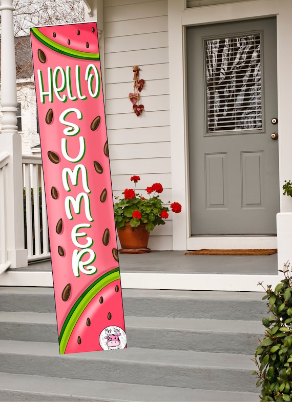 TEMPLATE: Hello Summer-Watermelon-Porch Leaner Template-Digital Download
