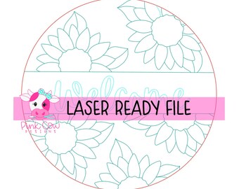 File pronto per il taglio laser: modello per appendiporta a forma di girasole / decorazione per la porta d'ingresso / cartello per veranda in stile rustico /