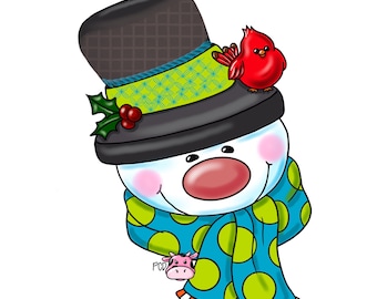 Door Hanger TEMPLATE: Snowman Face and Cardinal Door Hanger Template | Winter | Digital Download