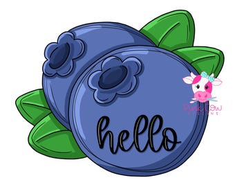 MODELLO: Cartellone decorativo per porta "Ciao" con mirtilli - Download immediato - File digitale