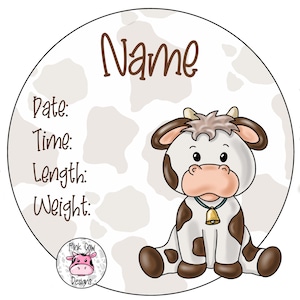 TEMPLATE: Birth Announcement-Baby Cow-Door Hanger-Digital Download-Printable