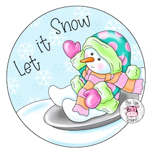 Door Hanger TEMPLATE: Winter | Let It Snow | Snowman Sledding | Door Hanger Template | Digital Download | Snowman Printable Pattern