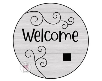 TEMPLATE: Welcome Round-Base for Attachments-Door Hanger Template-Digital Download-Printable