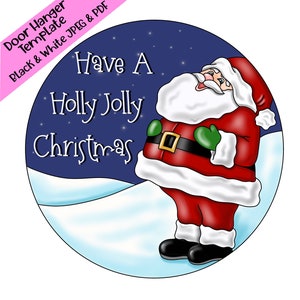 Door Hanger TEMPLATE: Christmas | Santa | Holly Jolly Christmas | Door Hanger Template | Digital Download | Printable Pattern