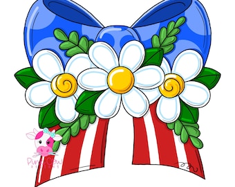 MODELLO: Fiocco patriottico con fiori - Modello per appendere alla porta - Download digitale - Fai da te - Stampabile