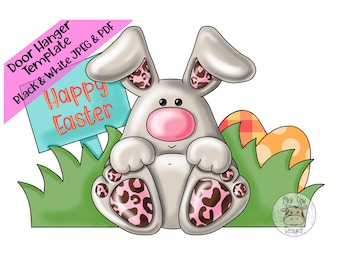 MODELLO: Modello per appendiabiti da porta, coniglietto di Pasqua, buona Pasqua, download digitale, Pasqua