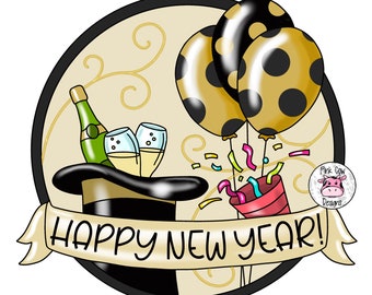 TEMPLATE: New Years-Door Hanger Template-Happy New Year-Digital Download