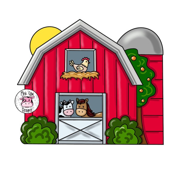 TEMPLATE: Barn and Silo Door Hanger Template-Farm-Cow-Horse-Digital Download-Door Hanger